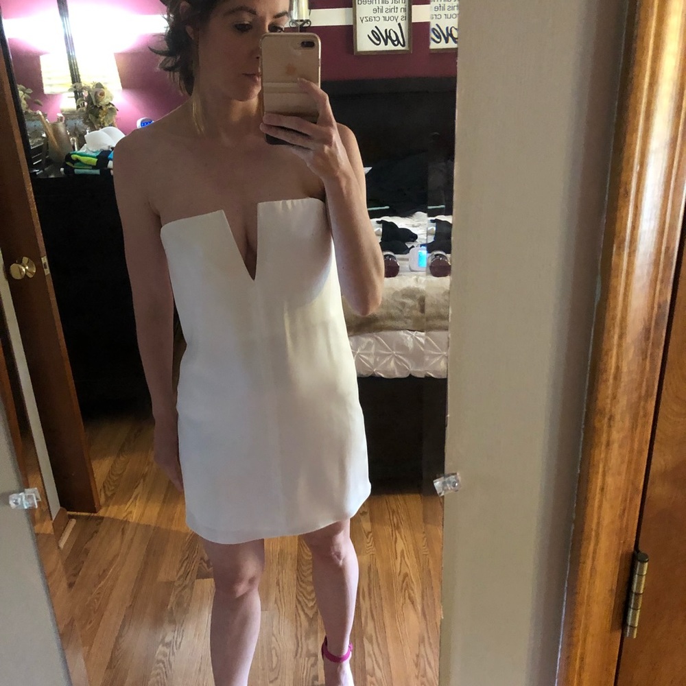 NWT; BCBG white strapless cocktail dress